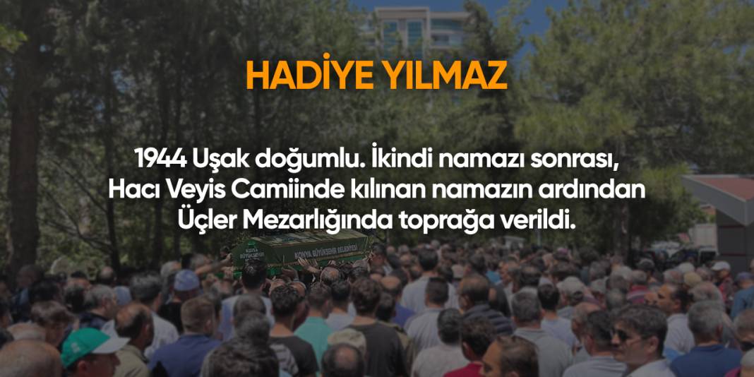 Konya'da bugün vefat edenler | 21 Aralık 2024 5